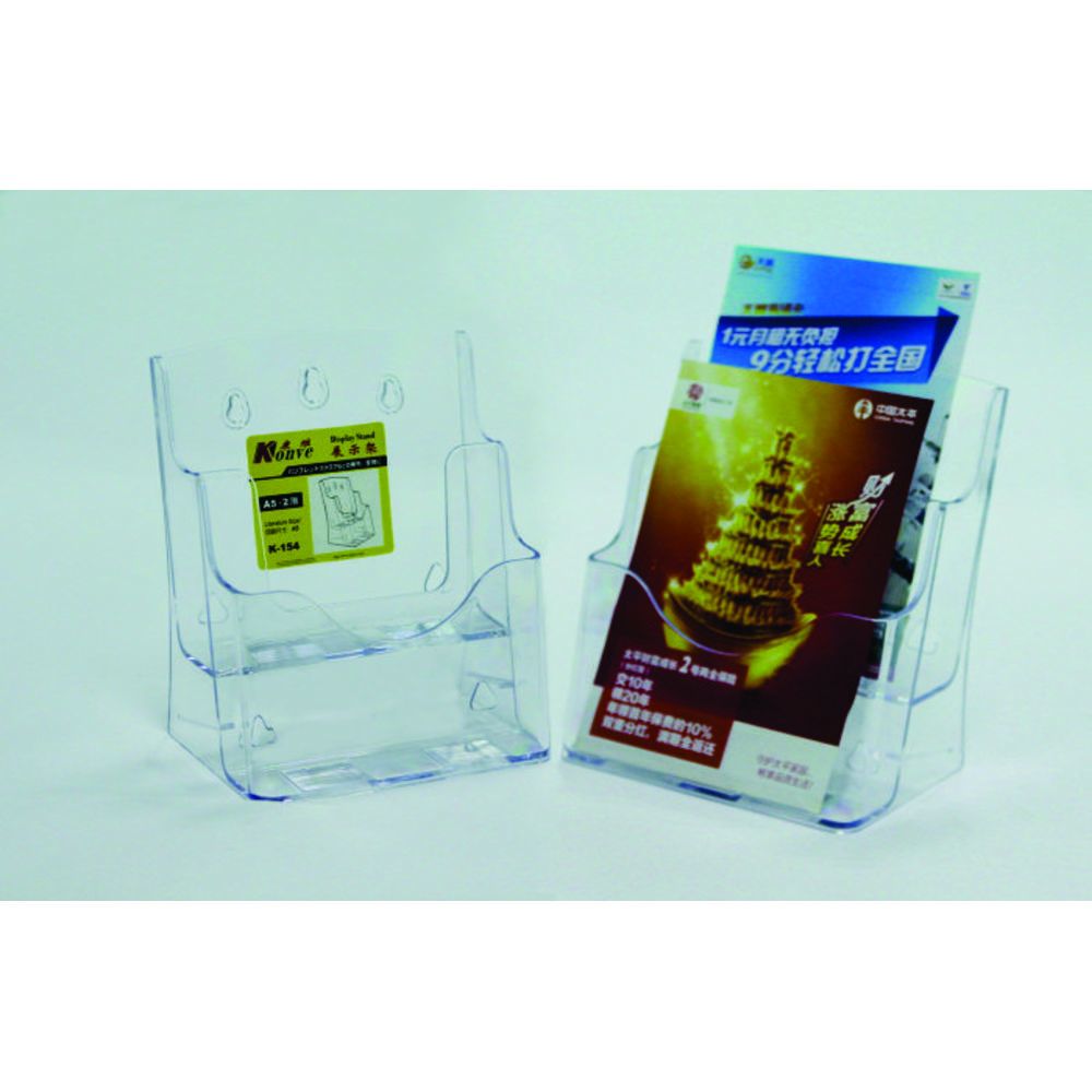 Display plastic pentru brosuri, de birou/perete, 2 x A5, KEJEA - transparent_1