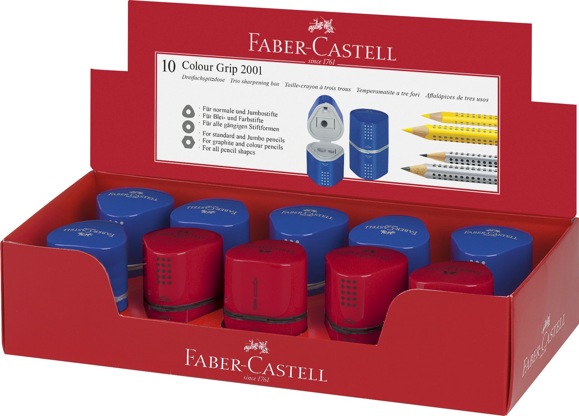 Ascutitoare tripla GRIP 2001 Faber Castell ROSIE/ALBASTRA_3
