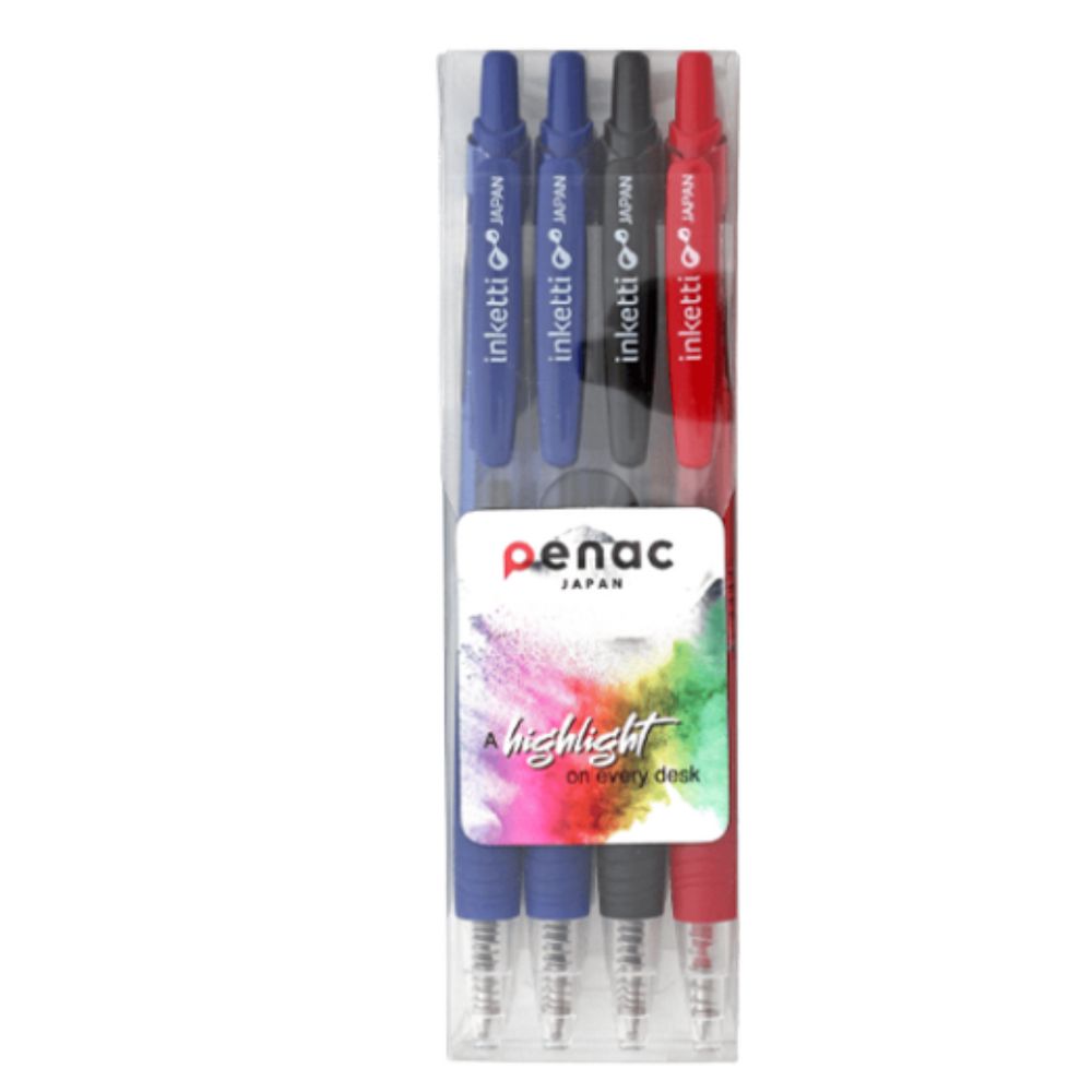 Set 4 pixuri cu gel PENAC Inketti 0.7mm - culori (2 x blue, 1 x black, red)_1